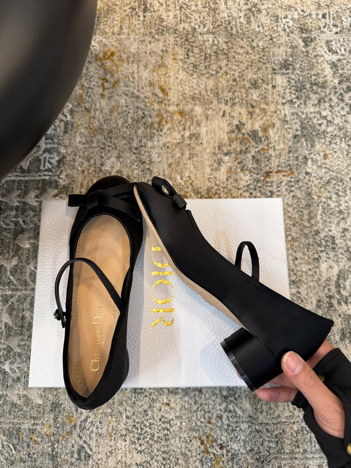 DIOR 25S LOVELY‑D BALLET FLAT 45MM IN BLACK SATIN