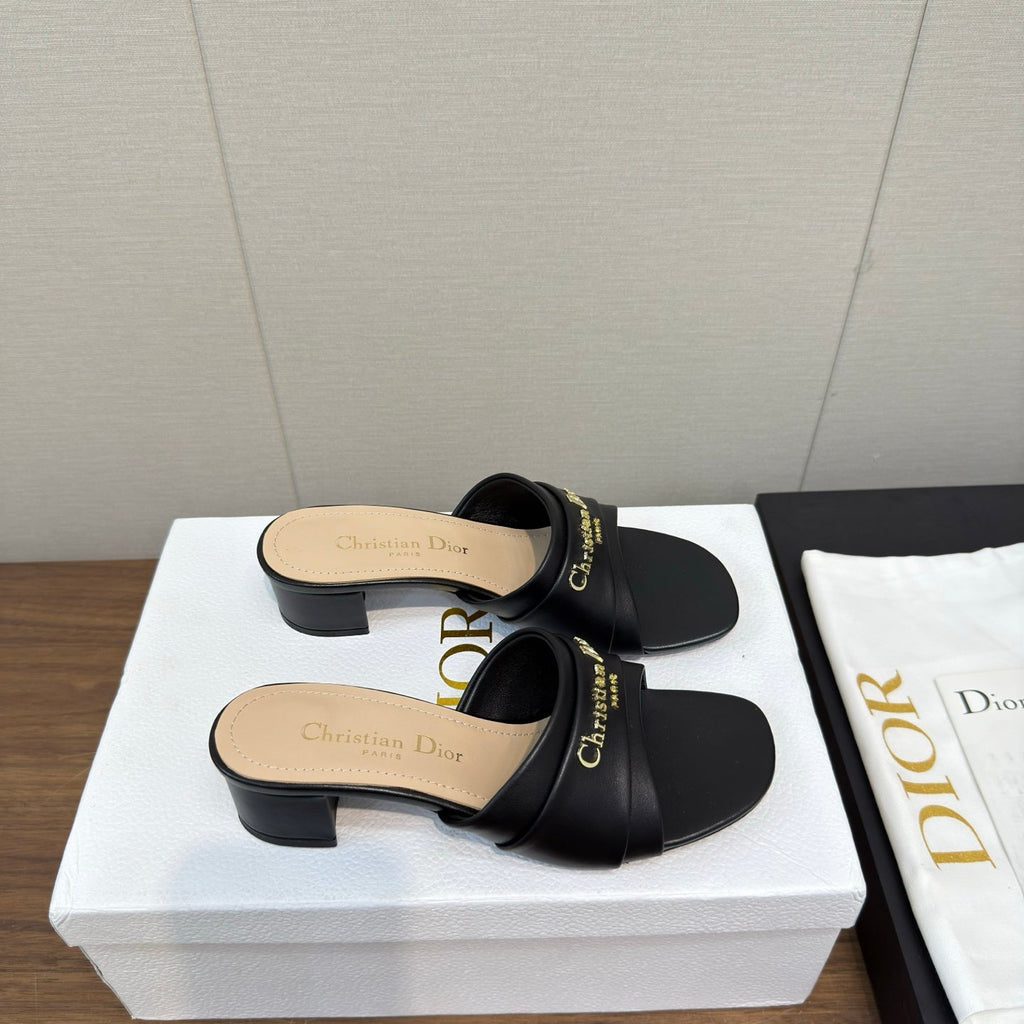 DIOR HIGH HEEL 25S 45 MM IN BLACK LAMBSKIN WITH GOLD HARDWARE